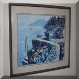 A38. Framed print of shoreline by Beherens. 30” x 38” - $60 